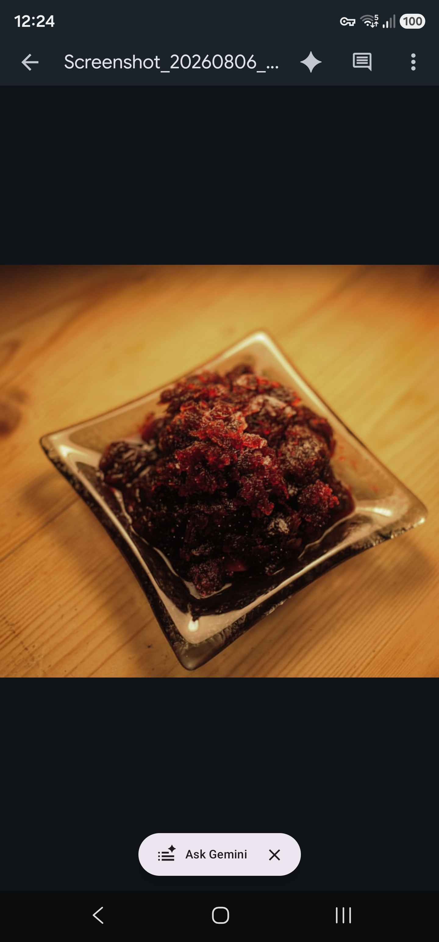 Dalleth course — dark berry granita