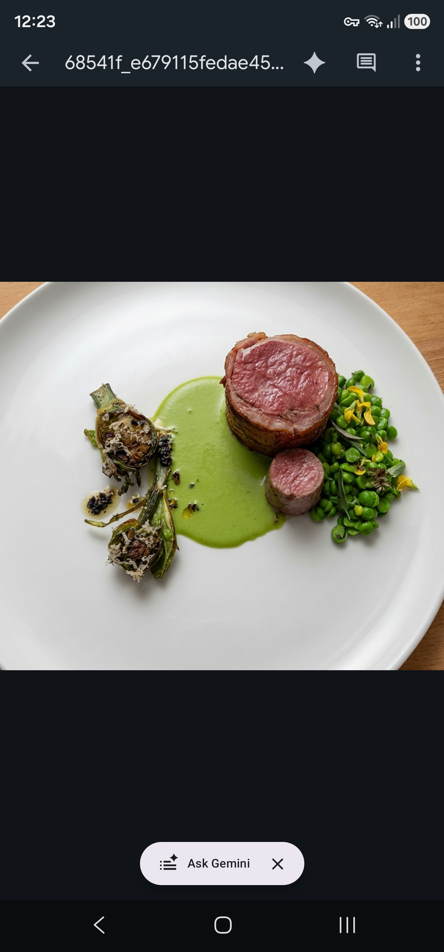 Dalleth plate — lamb with pea puree